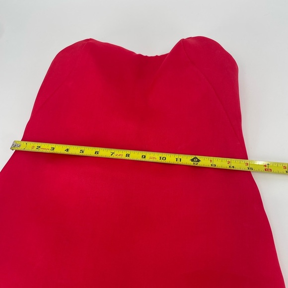 Ralph Lauren Purple Label Silk Red Mini Dress Cocktail Ruffle Strapless Runway 4 - Picture 11 of 16